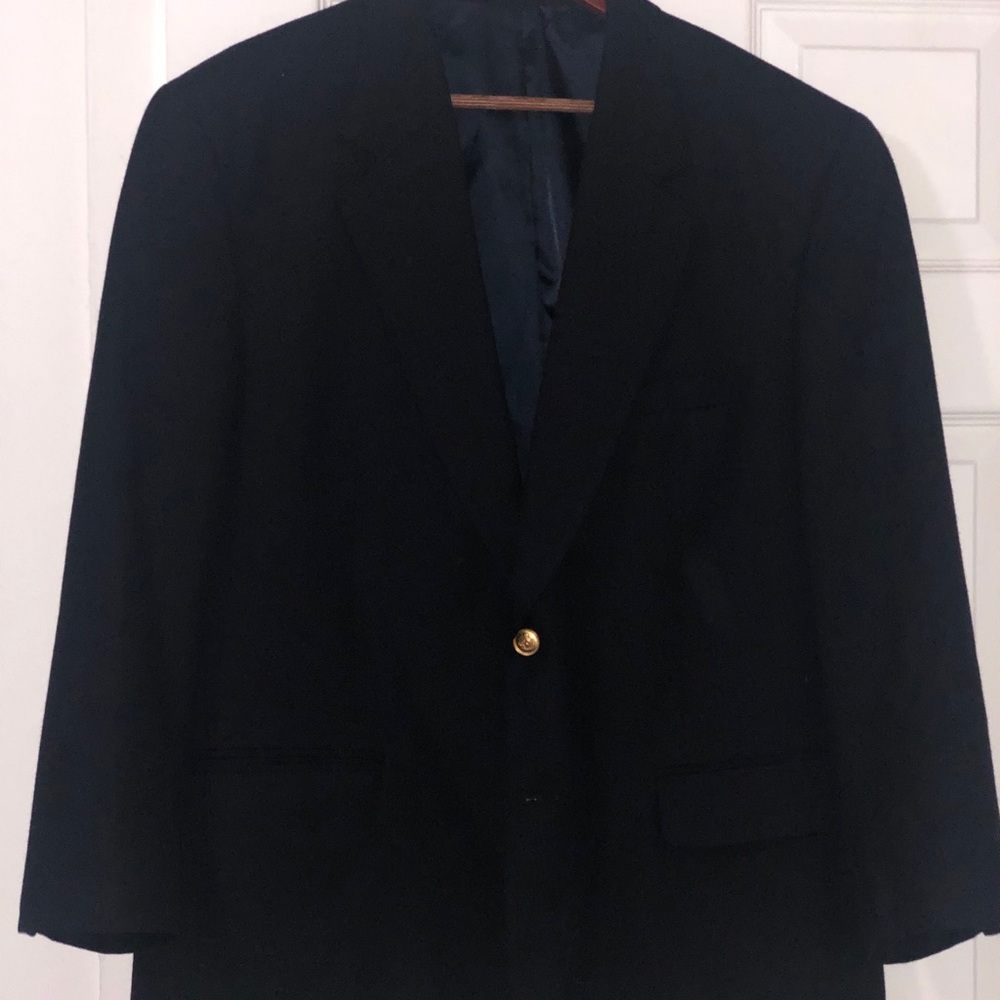Savile Row Navy Blazer 44R wool with two gold buttons like new